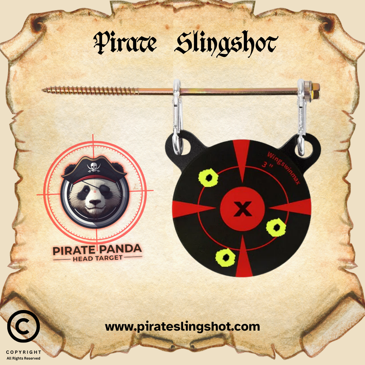 Pirate Panda Head Stainless Steel Slingshot Target
