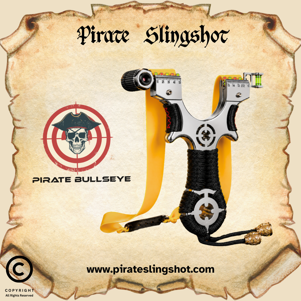 Pirate Bullseye Stainless Steel Slingshot