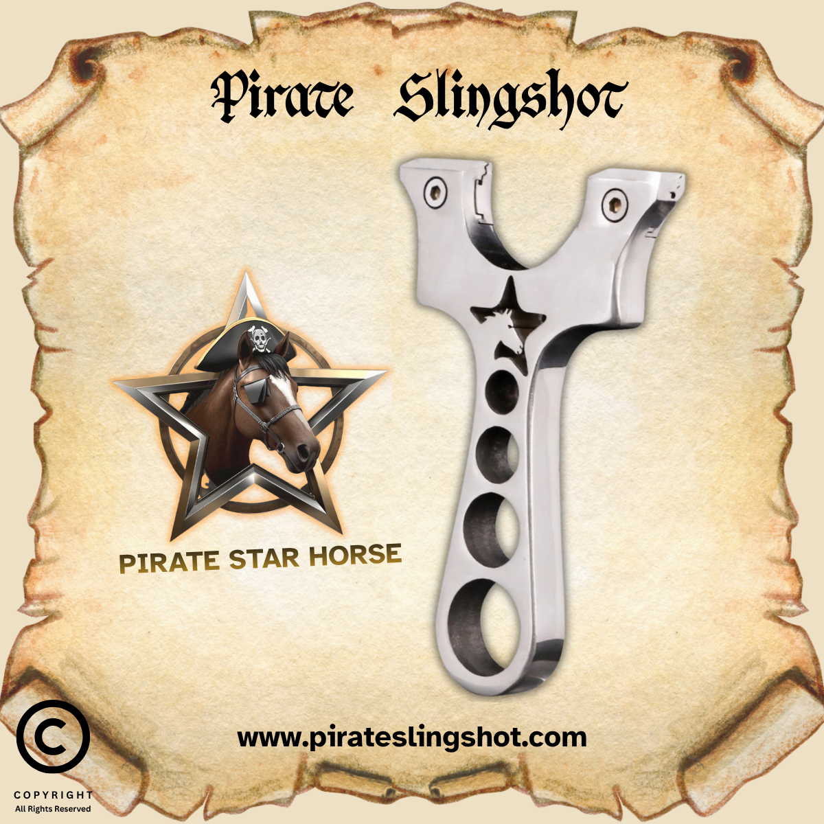 Pirate Star Horse Stainless Steel Slingshot
