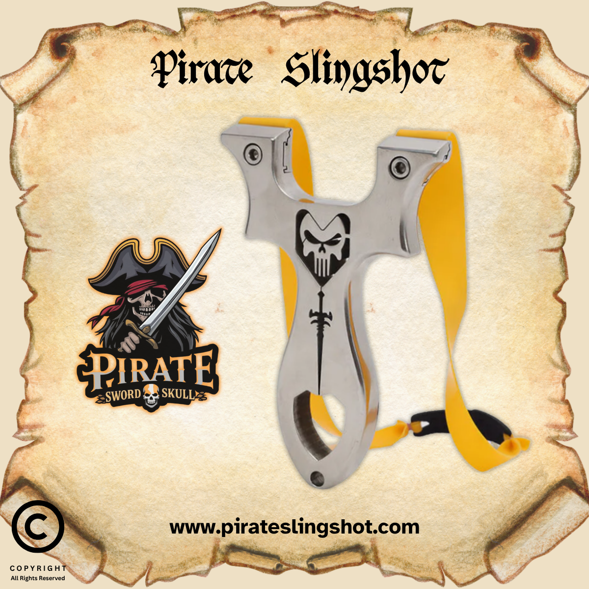 Pirate Sword Skull Stainless Steel Slingshot