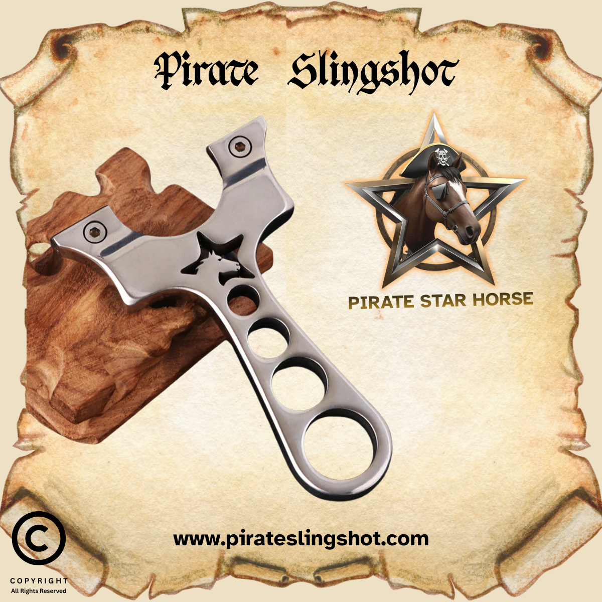 Pirate Star Horse Stainless Steel Slingshot