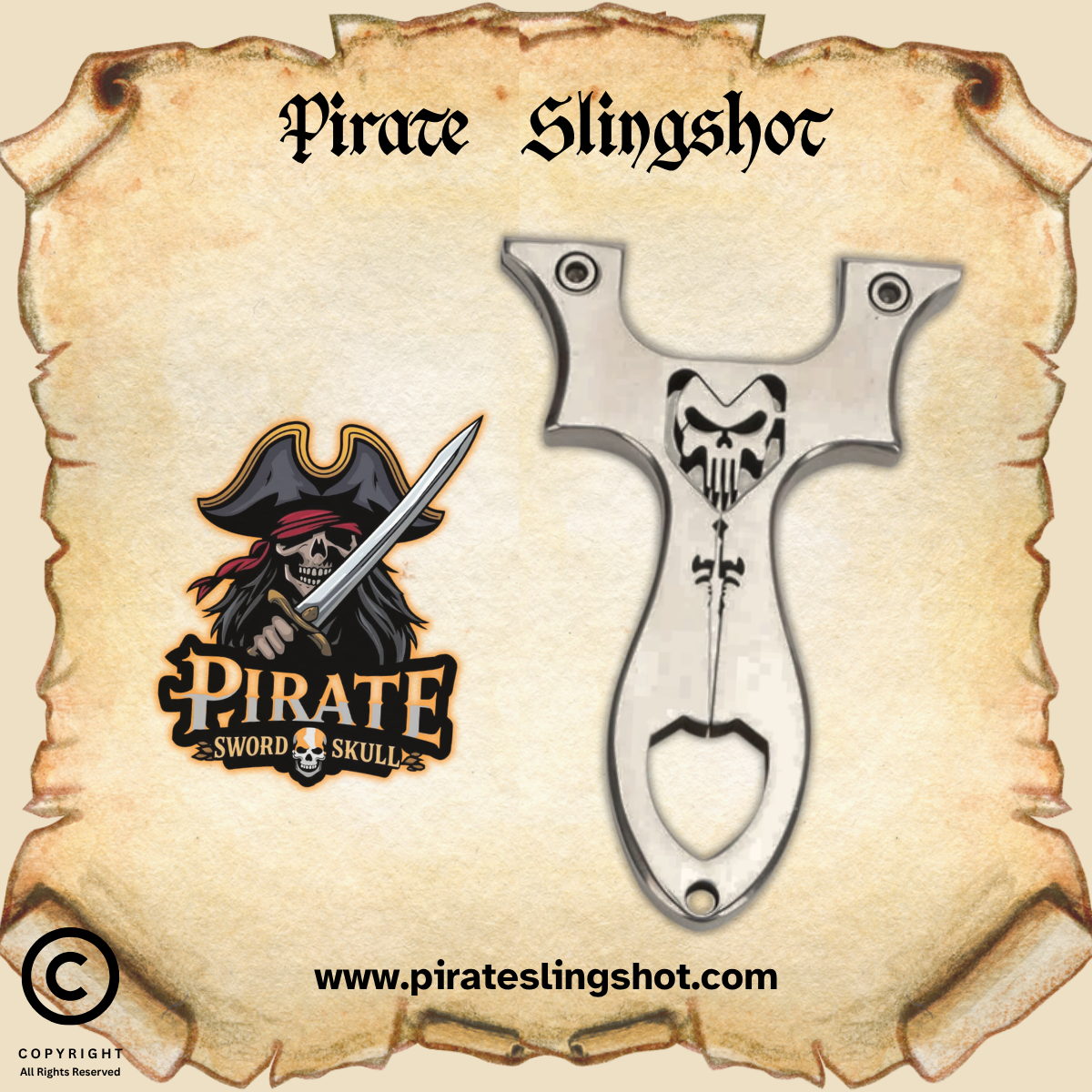 Pirate Sword Skull Stainless Steel Slingshot