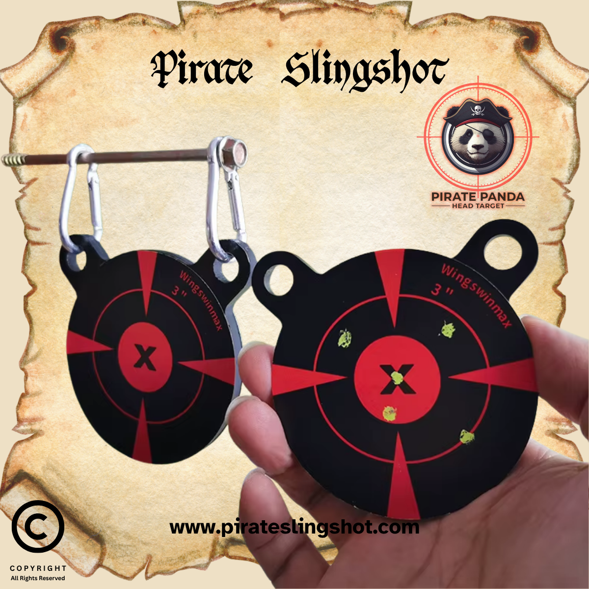 Pirate Panda Head Stainless Steel Slingshot Target
