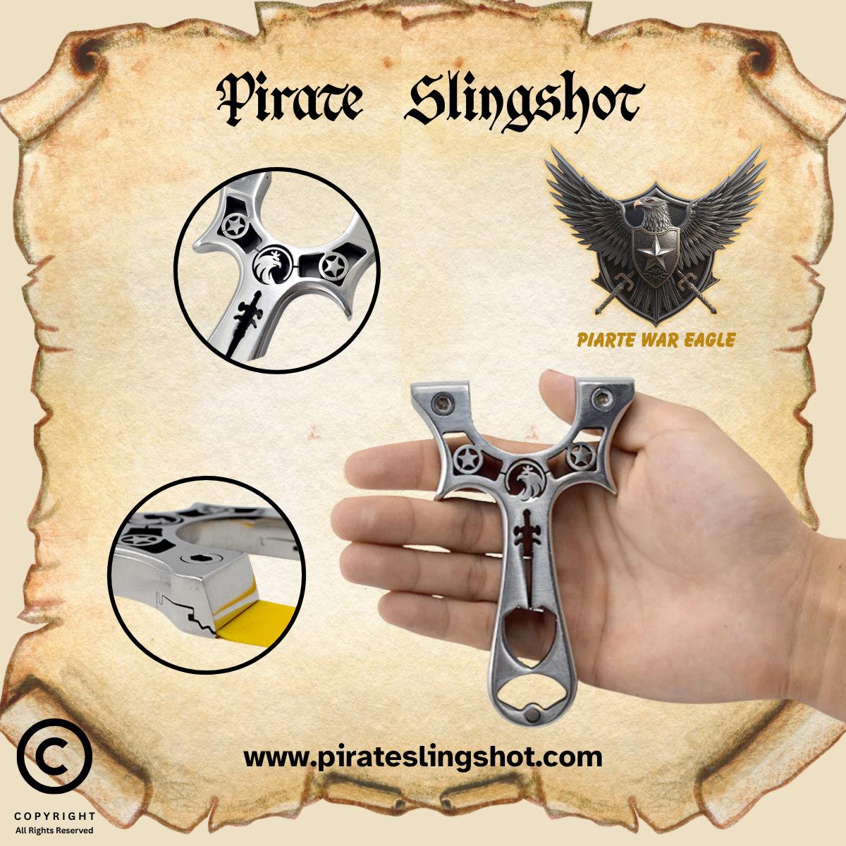Pirate War Eagle Stainless Steel Slingshot